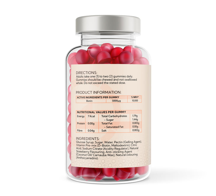 Biotin 5000ug - 60 Natural Strawberry Flavour supplement Gummies