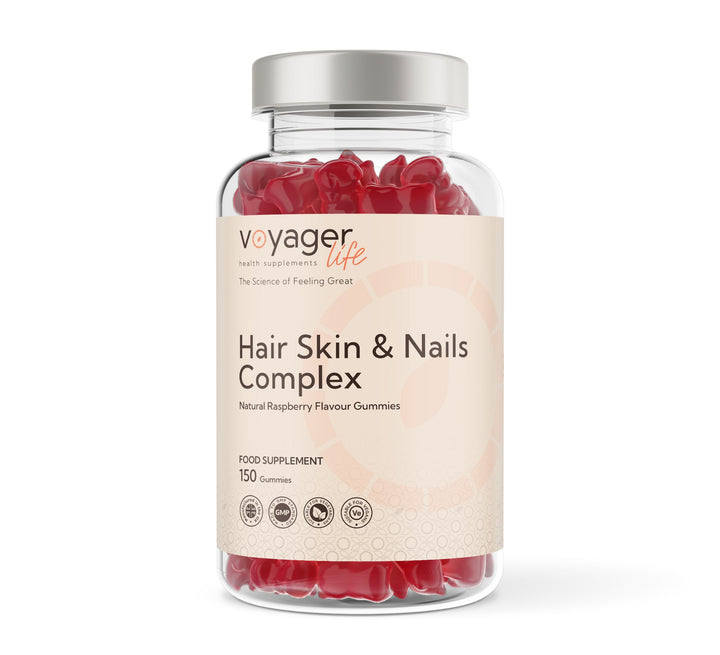 Hair Skin & Nails Complex supplement - 150 Natural Raspberry Flavour Gummies