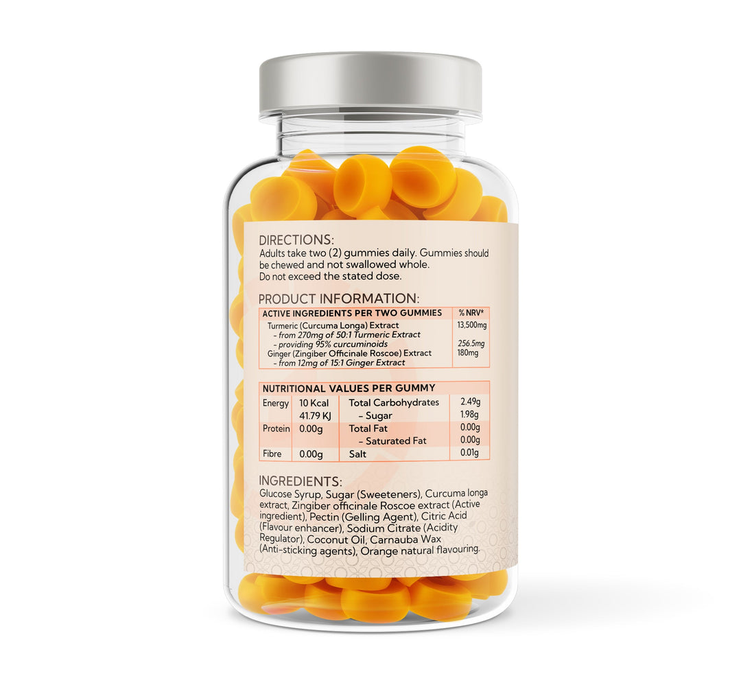 Turmeric & Ginger Supplement - 120 Orange Flavour Gummies