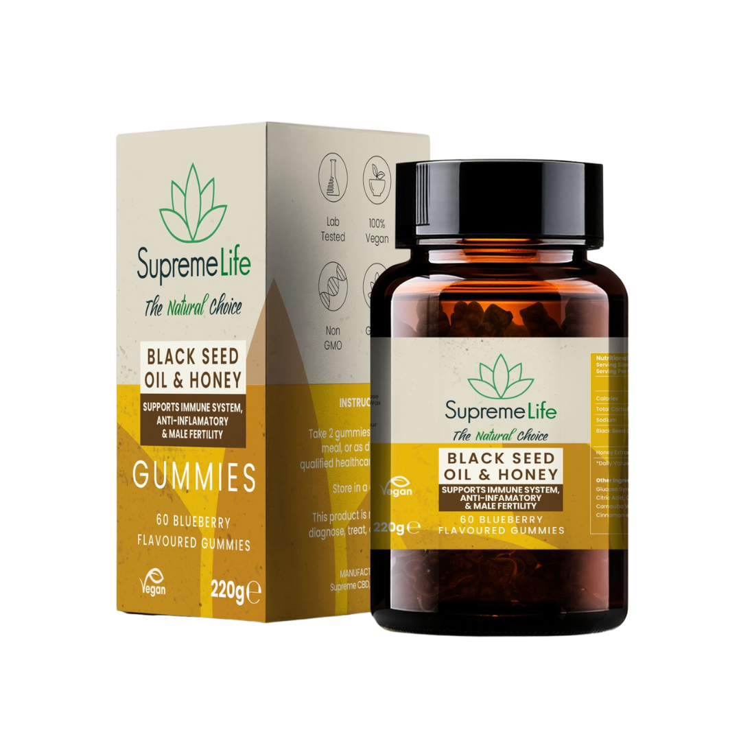Black Seed Oil & Honey Gummies (60x Blueberry Flavour Gummies)