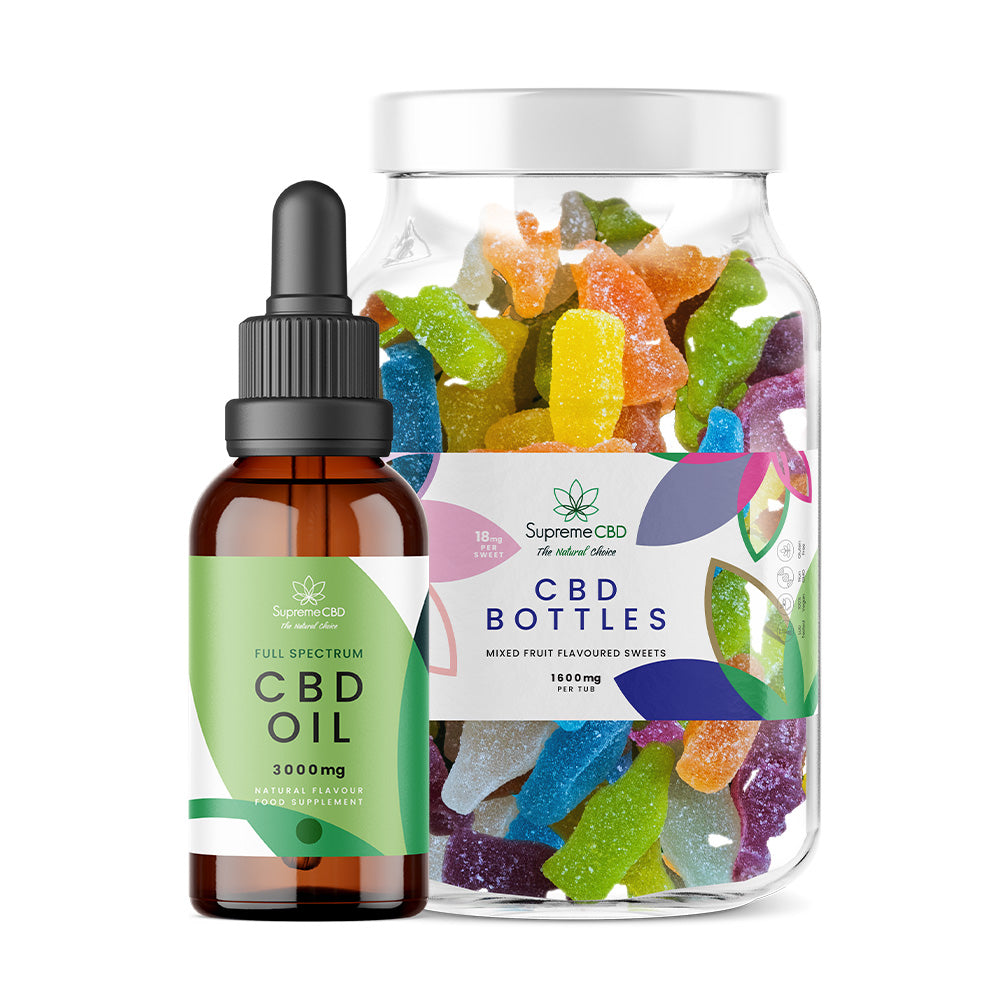 CBD Oil 30ml (3000mg) & Large CBD Gummies Bundle