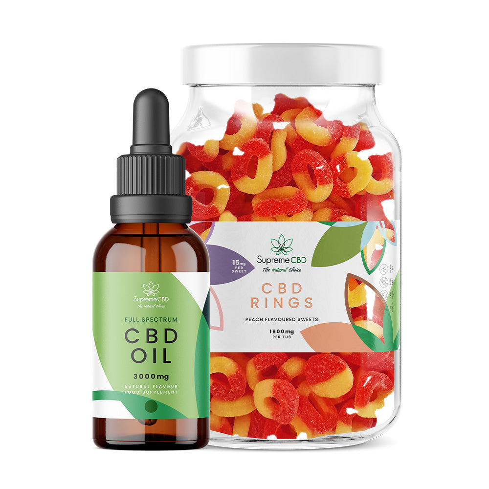 CBD Oil 30ml (3000mg) & Large CBD Gummies Bundle
