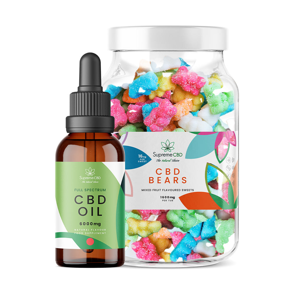 CBD Oil 30ml (6000mg) & Large CBD Gummies Bundle