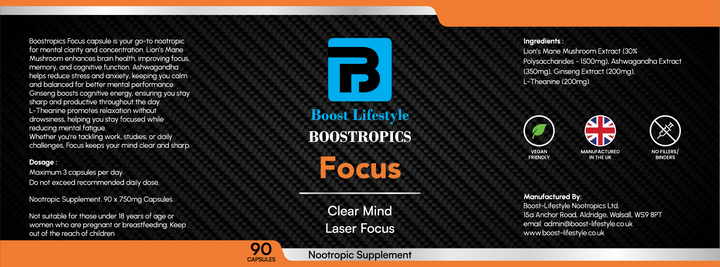 Boostropics Focus Nootropic Supplements 90 Capsules