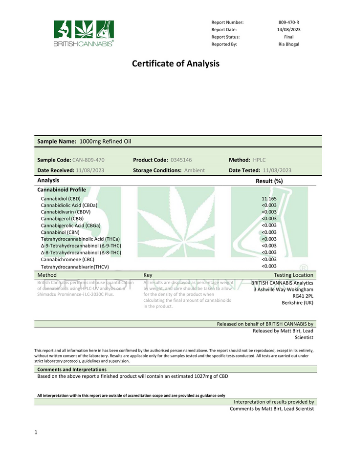 Hempura 1000mg CBD Broad Spectrum Oil with terpenes - 10ml