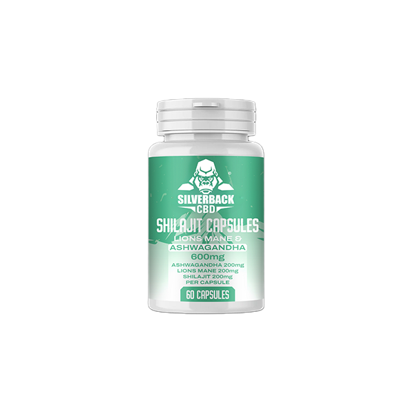 Silverback Wellness 600mg Ashwagandha & Lion's Mane Infused Shilajit Capsules - 60 Caps